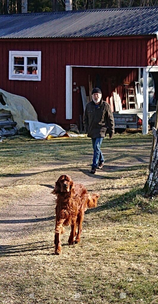 Bengt Johannisson with his beloved dog Winnie (as in Winnie-The-Pooh), at his since-seventies-premise in Braås, outside Växjö, Småland, Kronobergs County, Sweden, Scandinavia, The Nordicas, Europe, Tellus, The Solar System of Ours, The Milky Way, Galactic Local Group, in an Endless Universe of Love // original publishing: In Braås, with Bengt | #Workshop